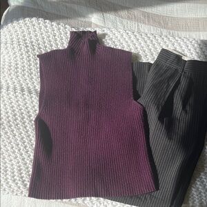 Zara Deep Purple Sleeveless Turtleneck Sweater